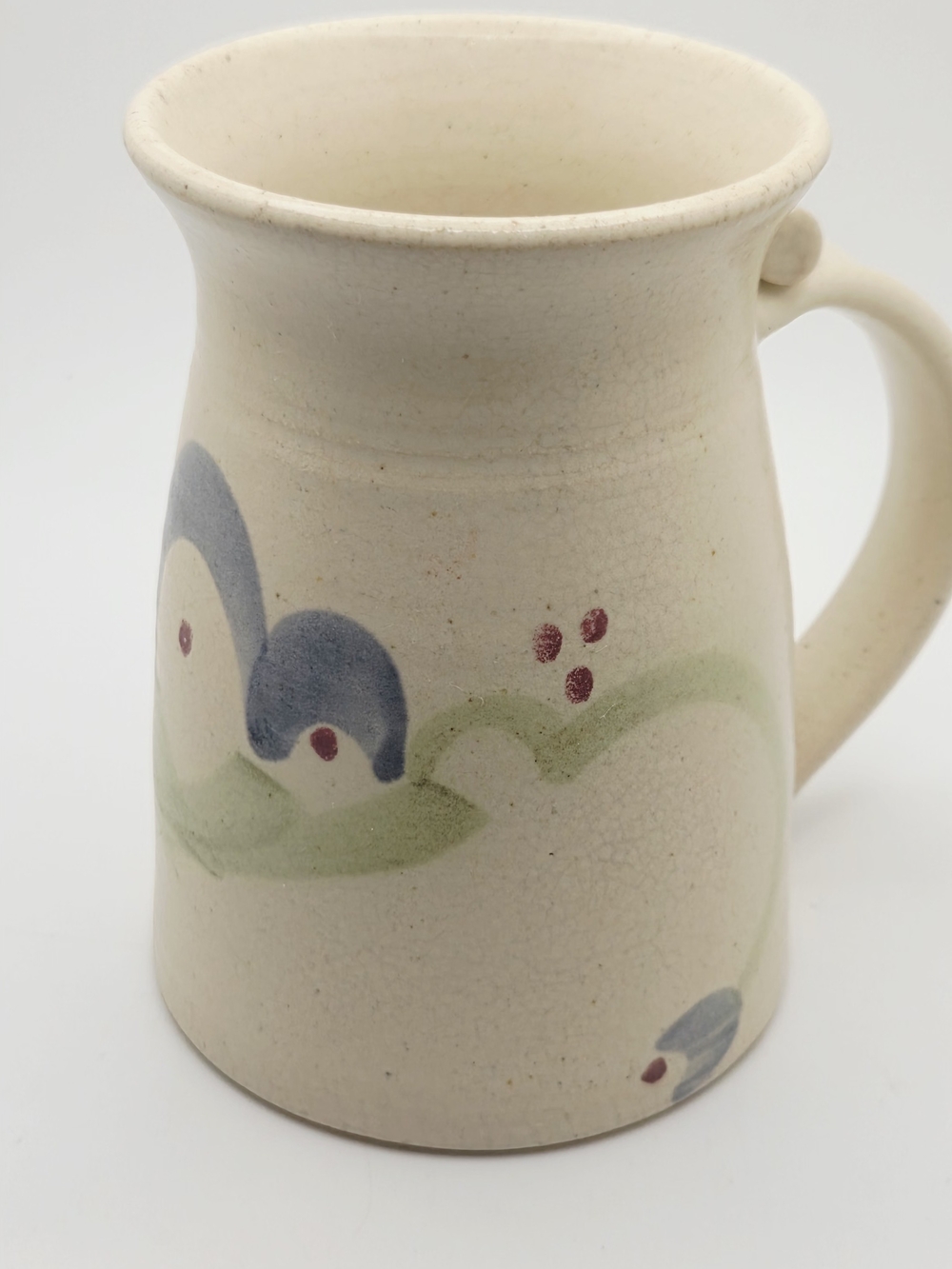 Vintage 1988 Signed Hand-Thrown Studio Pottery Floral Mug